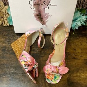 Jessica Simpson Pink Floral Wedges